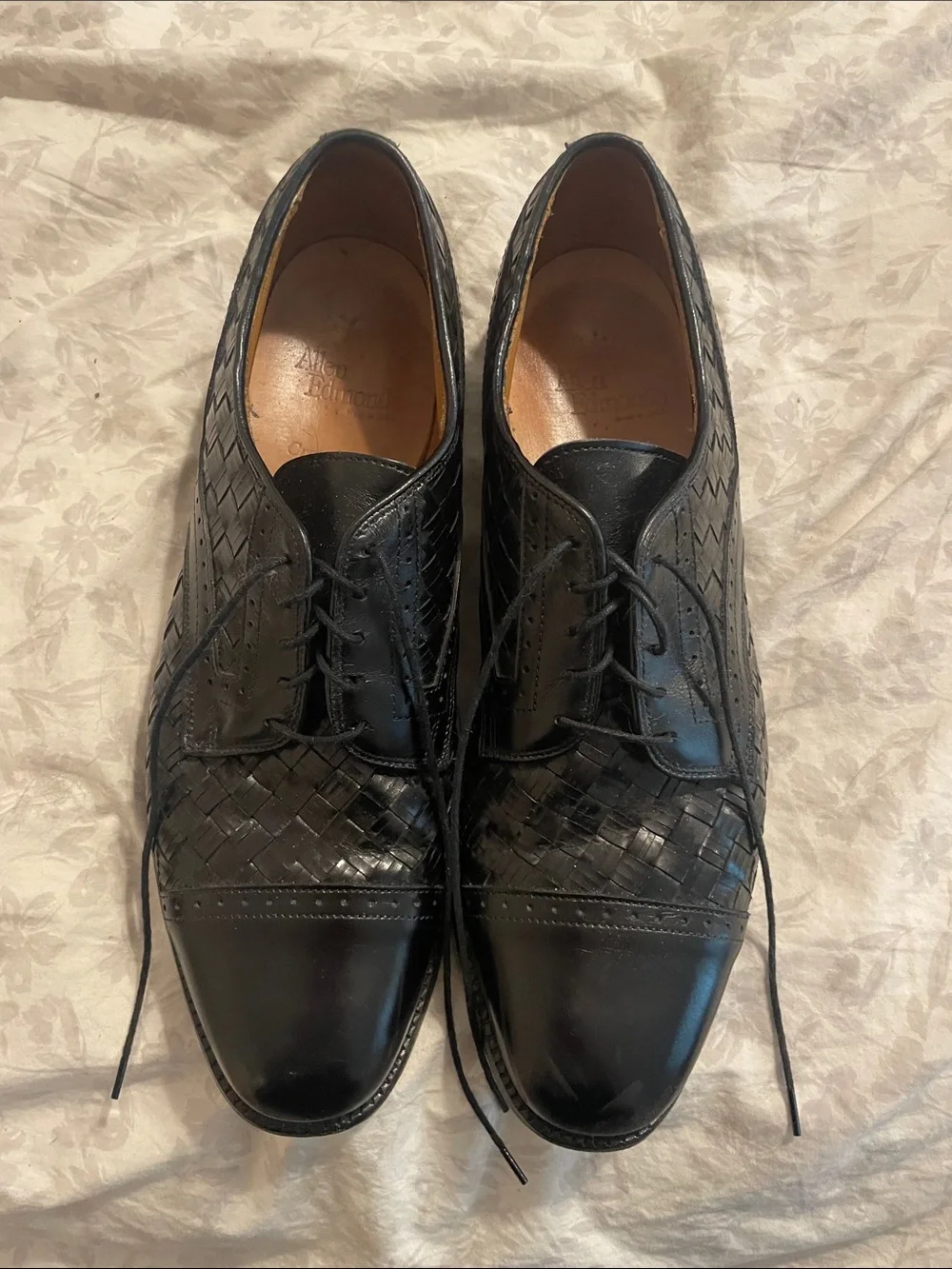 Allen Edmonds Crandon Black Woven Leather Lace-Up Oxfords